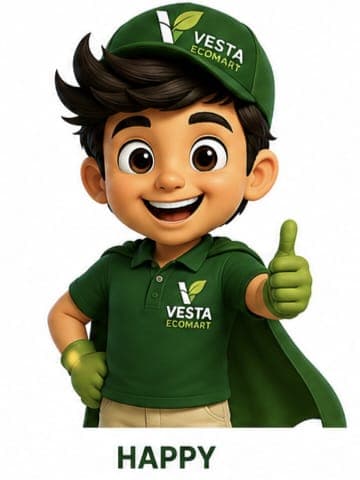 Vesta, the VESTA Ecomart mascot, smiling and giving a thumbs up